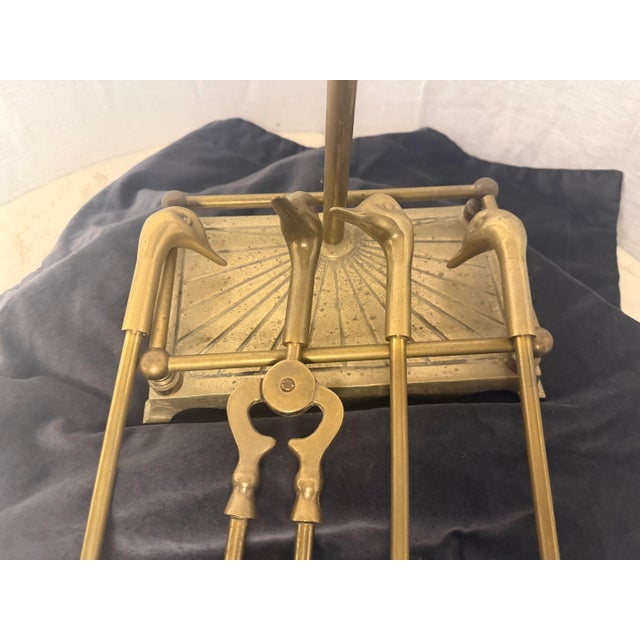 Elevate your hearth with this striking mid-century modern fireplace tool set, designed in the highly coveted style of...