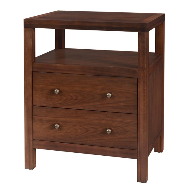 Nora 21 in. W Rectangular Wood 2 Drawer Nightstand with Open Shelf, Walnut For Sale - Image 9 of 9