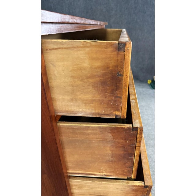 Brown 19th Century Burled Walnut and Cherry Four Drawer Chest For Sale - Image 8 of 13