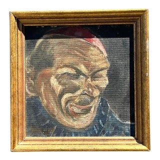 Vintage Original Oil Portrait of Man For Sale