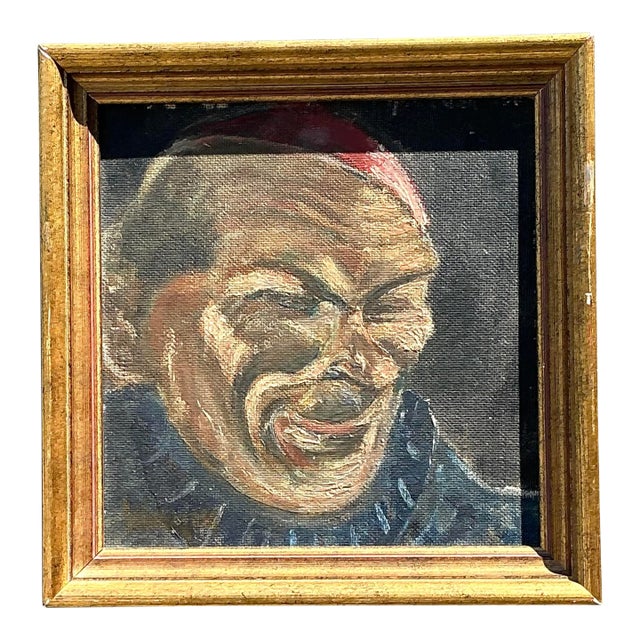 Vintage Original Oil Portrait of Man For Sale