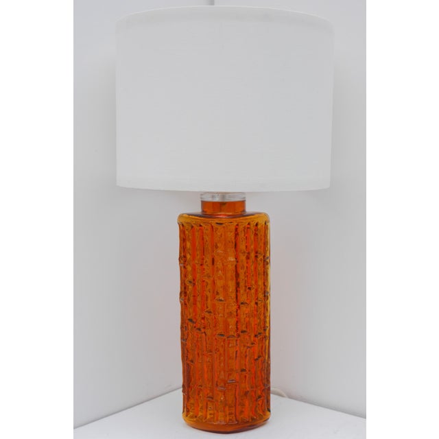 Orrefors Grand Orange Glass Table Lamp by Gustav Leek for Orrefors, Sweden For Sale - Image 4 of 18