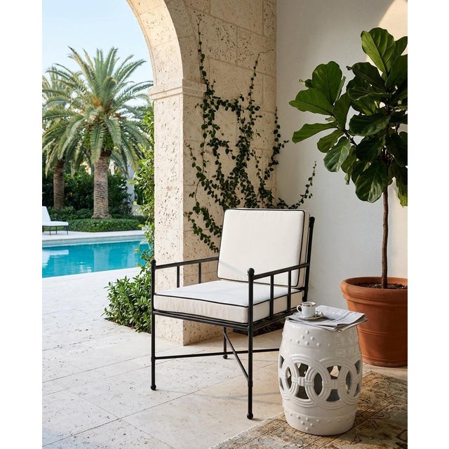 Metal Classic Campaign-Style Wrought Iron Lounge Armchair For Sale - Image 7 of 11