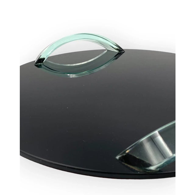 Hollywood Regency Black Glass Tray, Italy 1970s For Sale - Image 10 of 12