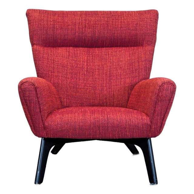 Room & Board Boden Red Lounge Chair With Modern Black Legs For Sale