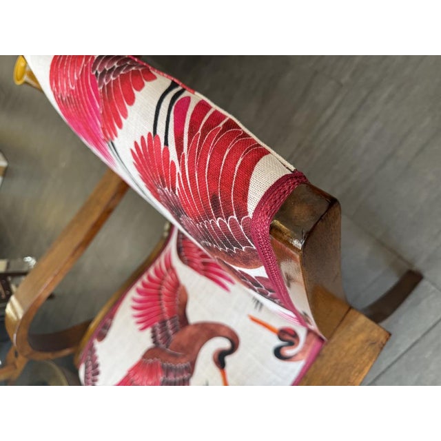 Wood Vintage Armchair in Brown and Fuchsia, 1930s For Sale - Image 7 of 10