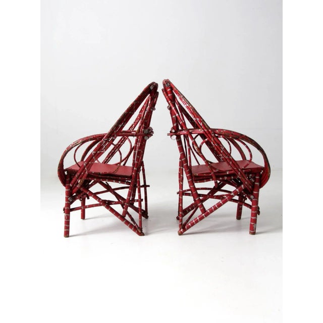 Antique Adirondack Children's Twig Chairs Pair For Sale - Image 11 of 13