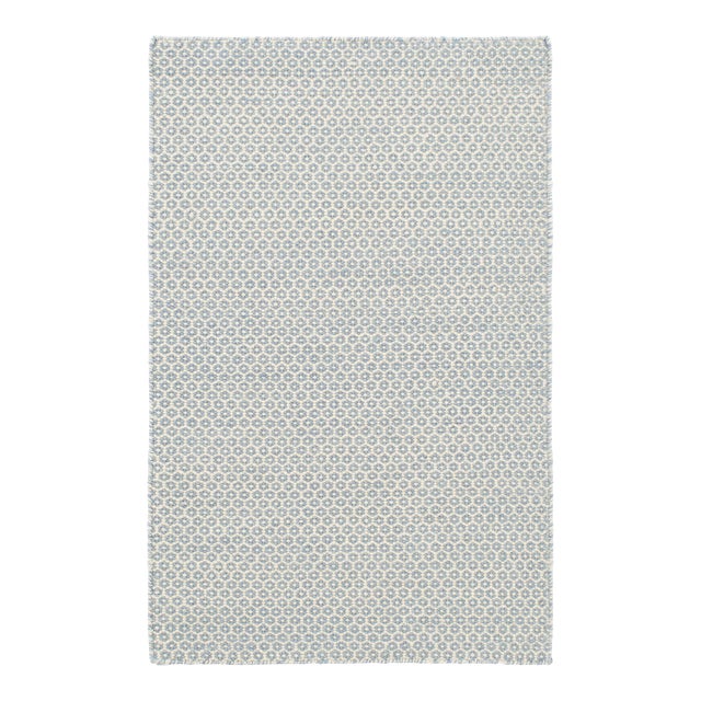 Dash & Albert by Annie Selke Honeycomb French Blue/Ivory Woven Wool Rug, 7' 6" x 9' 6" For Sale