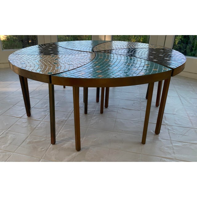 1950s Mid-Century Round Mosaic Tile Modular Coffee Table For Sale - Image 4 of 10