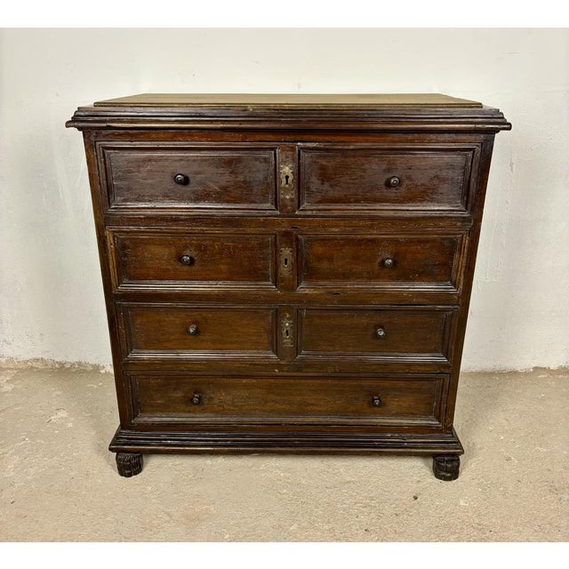 Brown Spanish Baroque Oak Chest of Drawers, 1880 For Sale - Image 8 of 14