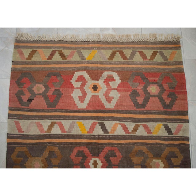 Pink Vintage Anatolian Kars Kilim Area Rug - 5′2″ × 11′ For Sale - Image 8 of 17