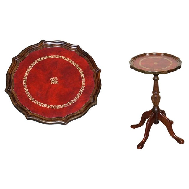 Vintage Burgundy Leather Gold Embossed Side End Wine Lamp Occasional Table For Sale - Image 13 of 13