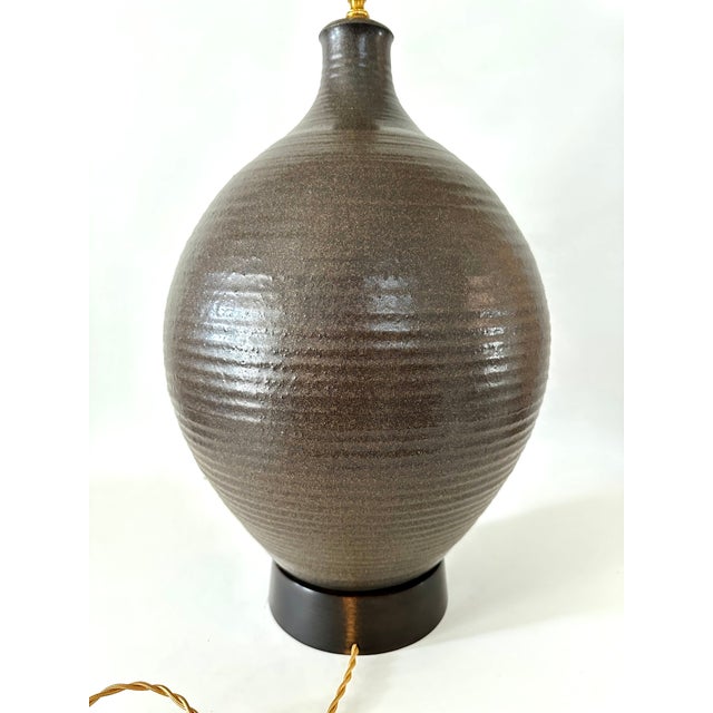 Ceramic 1960s Mid Century Modern Extra Large Hand Thrown Stoneware Lamp For Sale - Image 7 of 18