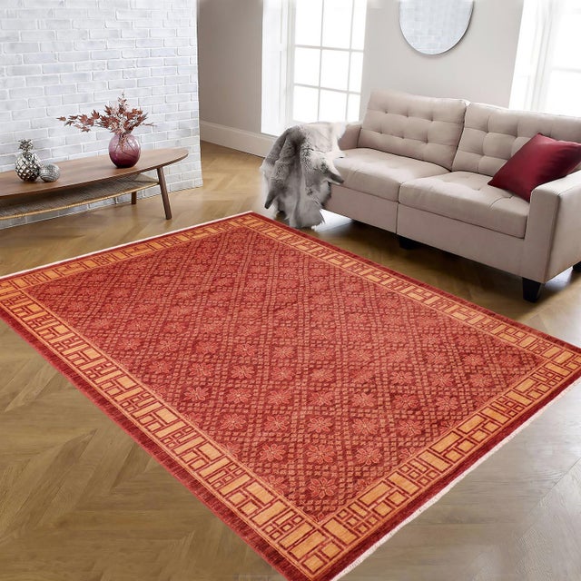 "Enhance the ambiance of your home with this magnificent Persian-influenced Turkish hand-knotted rug made by skilled...