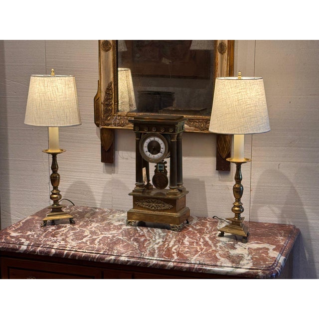18th Century French Brass Altar Sticks Converted to Lamps - Pair For Sale - Image 4 of 12
