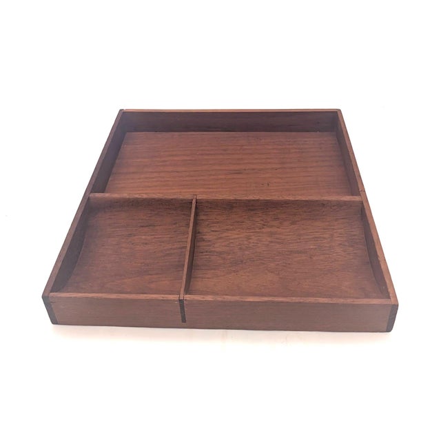 Dansk 1960s Danish Teak Wood Vide Poche Desk or Vanity Partitioned Tray For Sale - Image 4 of 11