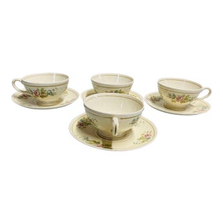 Vintage Homer Laughlin Eggshell Georgian Teacups & Saucers 8 Pieces Set For Sale