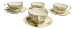Vintage Homer Laughlin Eggshell Georgian Teacups & Saucers 8 Pieces Set