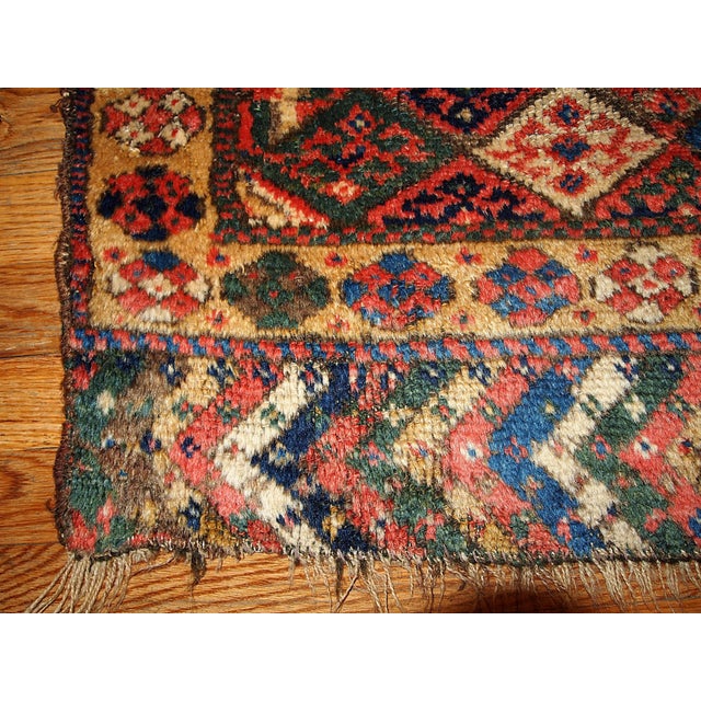 Late 19th Century 1880s, Handmade Antique Collectible Persian Kurdish Bag Face 2' X 2' For Sale - Image 5 of 5