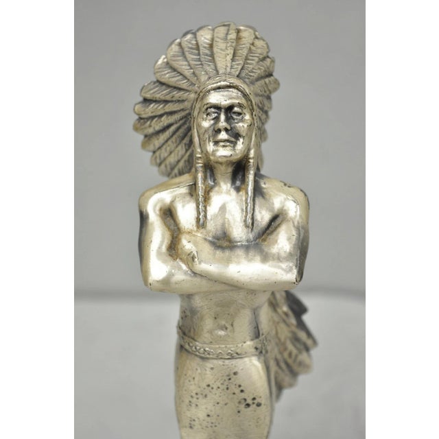 Silver Vintage 1960s Popai Oma Store Display Award Trophy Native American Chief Figure For Sale - Image 8 of 15