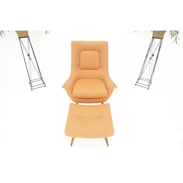 Mid-Century Modern Lawrence Peabody Tapered Dowel Leg Lounge Chair Matching Ottoman New Upholstery For Sale - Image 3 of 18