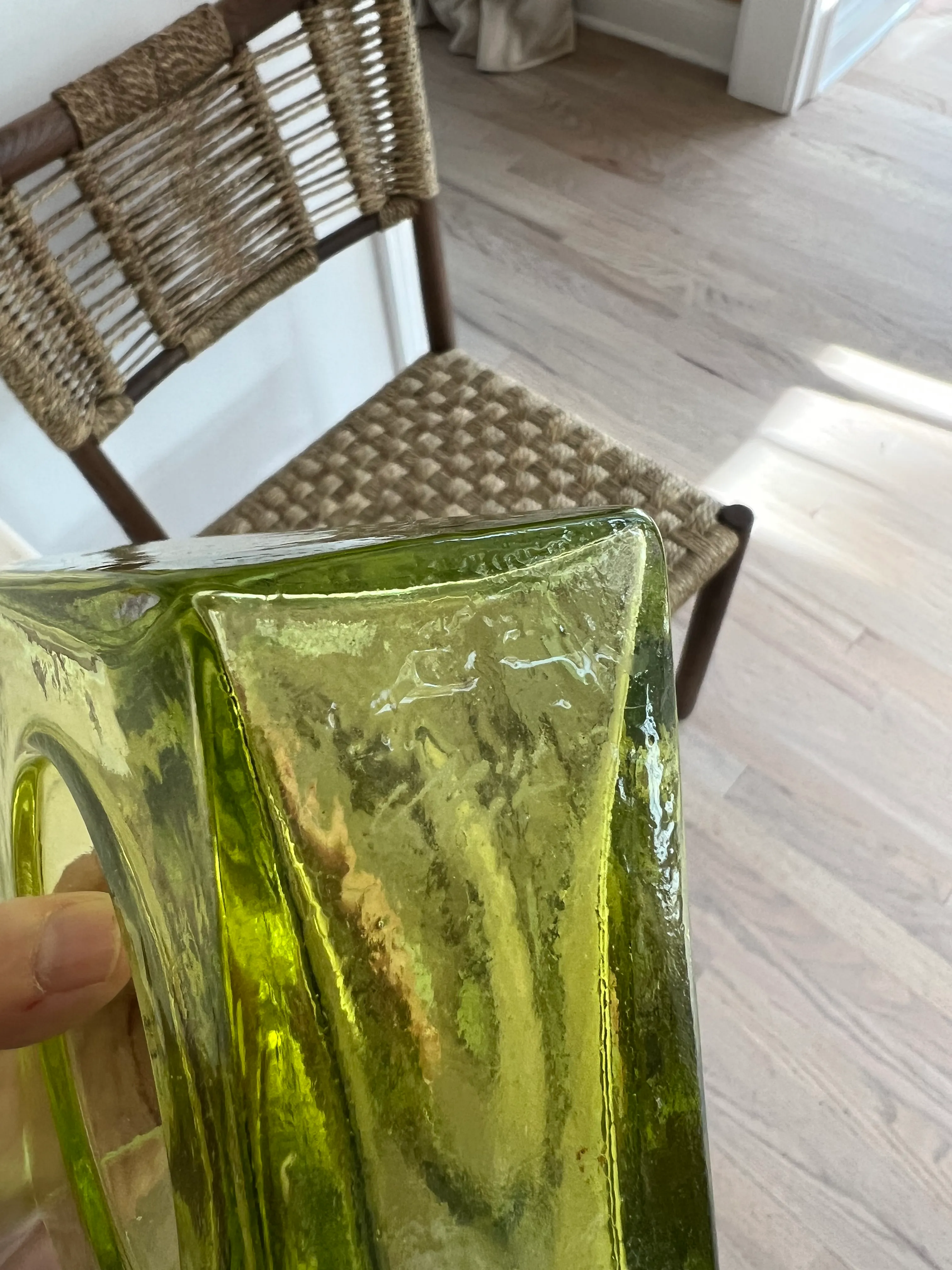 French Christian Tortu Diabolo Bright Green Glass Vase | Chairish