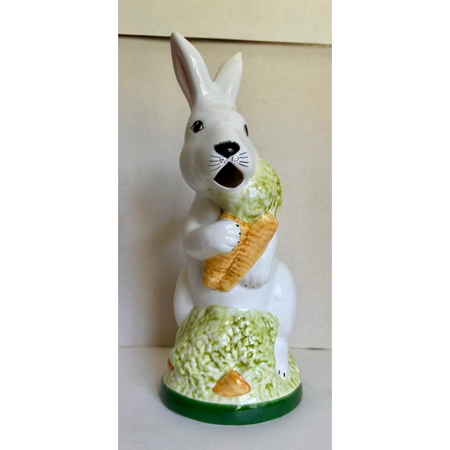 Italian Ceramic Bunny Rabbit With Carrots Figurative Pitcher For Sale - Image 9 of 12