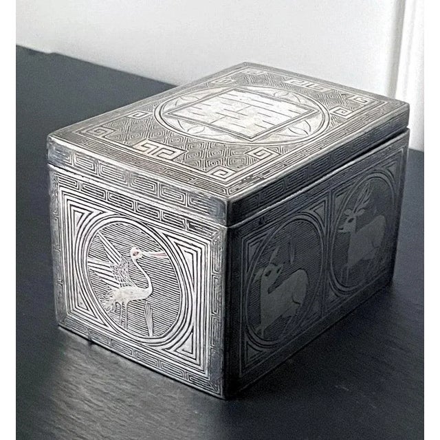 Fine Korean Iron Tobacco Box with Silver Inlay Joseon Dynasty For Sale - Image 12 of 13