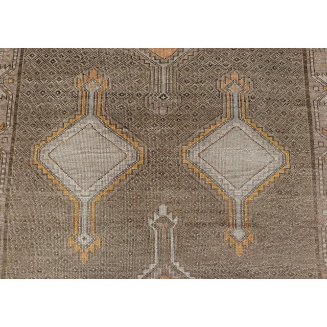 Vintage Turkish Kars Gallery Runner With Soft Taupe, Sand, and Muted Orange For Sale - Image 12 of 14
