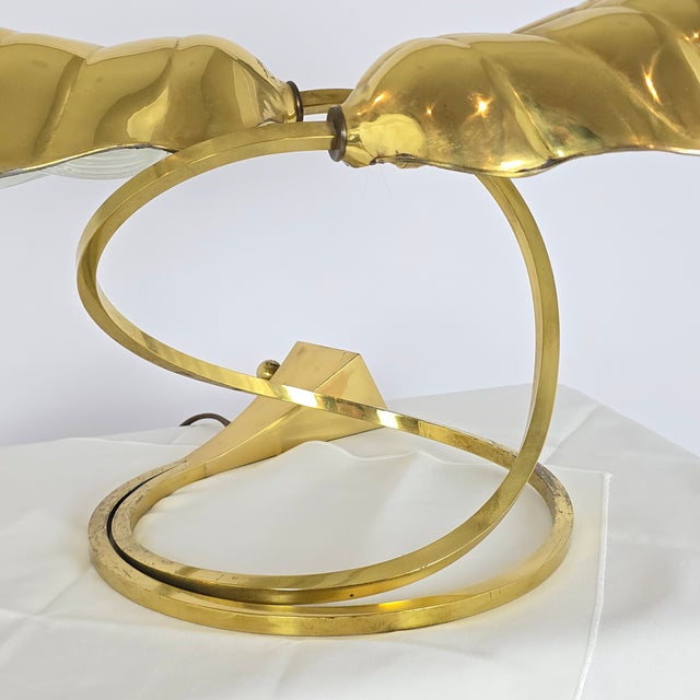 Vintage Tomasso Barbi "Double Leaf" Brass Lamp Designed for Chapman Lamps For Sale - Image 10 of 11