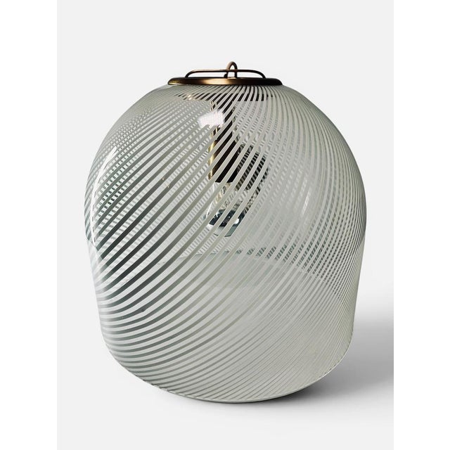 Glass Large Tessuto Pendant Light with Brass Fittings from Venini, 1960s For Sale - Image 7 of 9