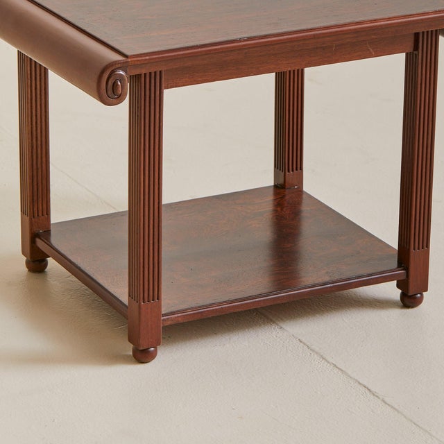 Brown French Eastern Rosewood Side Table with Fluted Legs, 1940s For Sale - Image 8 of 11