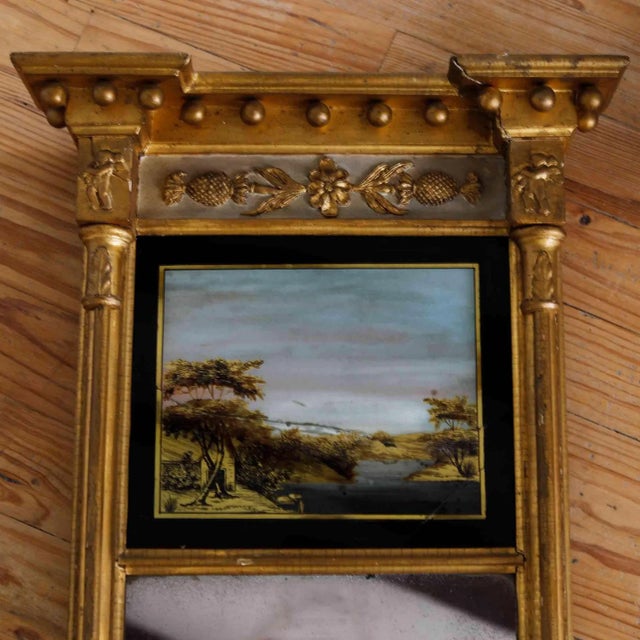 Gold Giltwood Mirror Antique Fedreal Era Eglomise For Sale - Image 8 of 9