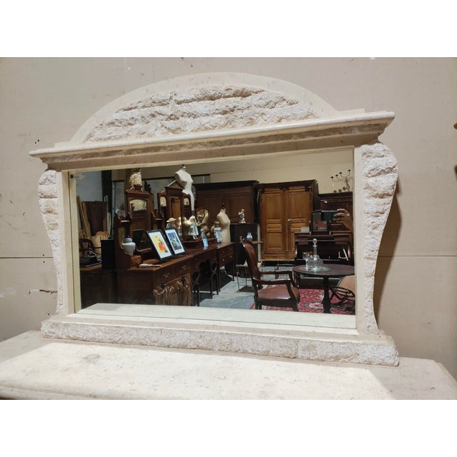 Mid 20th Century French Provincial Limestone Credenza With Mirror For Sale - Image 4 of 8