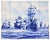 Ceramic Dutch Delft Tile Picture, Fleet of Ships, Blue & White, Framed For Sale - Image 7 of 9