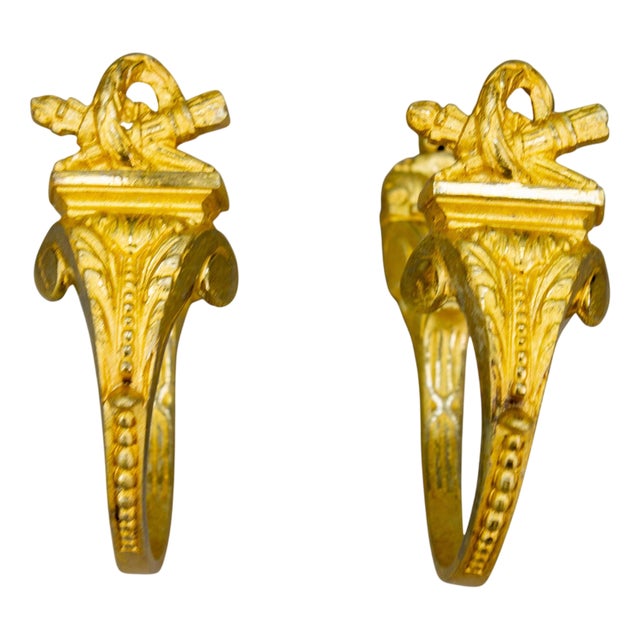 Late 19th Century Empire Revival French Gilt Bronze Curtain Tiebacks, 1890s, Set of 2 For Sale