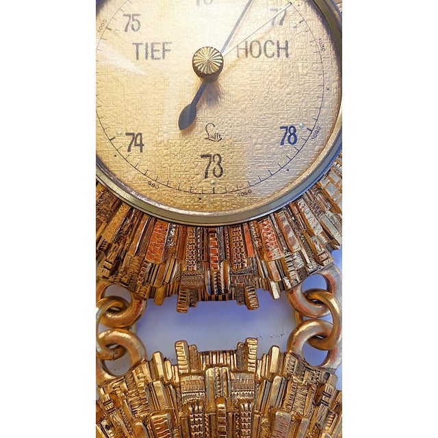Gold Vintage Sunburst Weather Station in Brass from Lufft, 1950s For Sale - Image 8 of 18