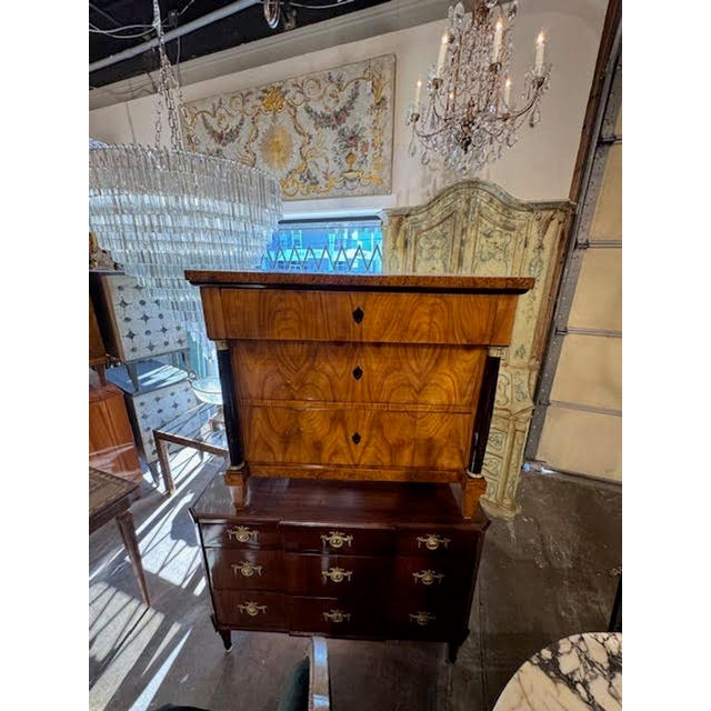 Exceptional German Biedermeier walnut and ebonized commode. Circa 1820. Adds warmth and charm to any room! 37w x 20d x 33h