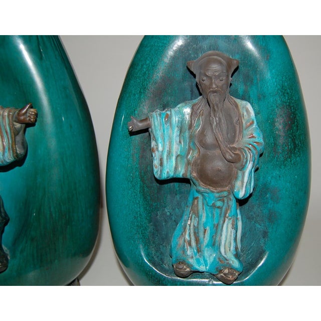 Fantoni Ceramic Chinese Scholar Lamps For Sale - Image 9 of 11