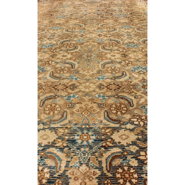 Mid 20th Century Mid-Century Persian Hamedan Runner With All-Over Herati Design in Brown & Blue For Sale - Image 11 of 12
