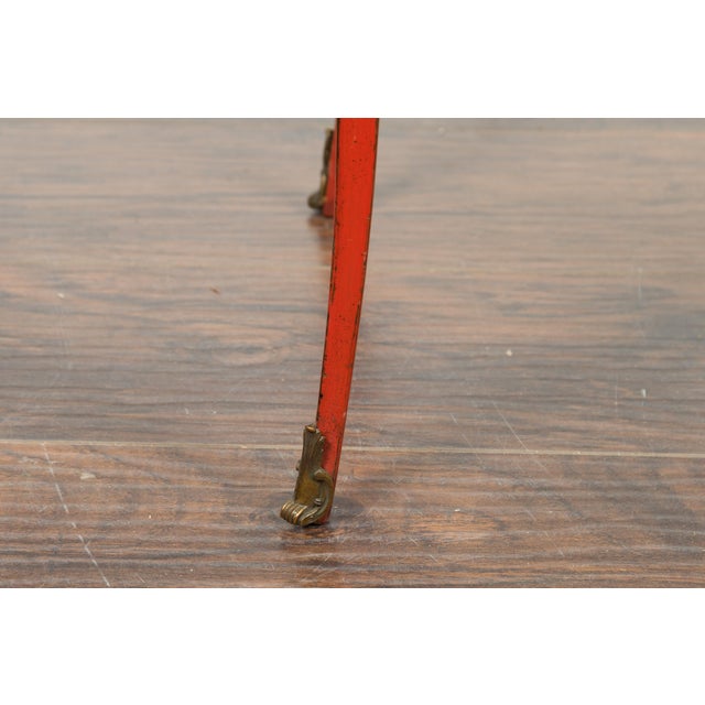 French 1820s Restauration Period Red Side Table with Serpentine Top and Drawer For Sale - Image 11 of 12