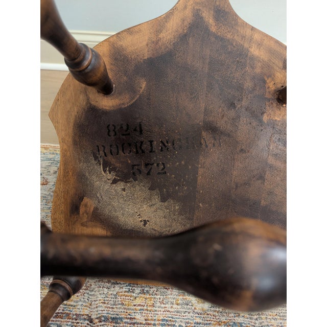 Brown Vintage Temple Stuart Maple Brace Back Windsor Chair Fiddleback For Sale - Image 8 of 9