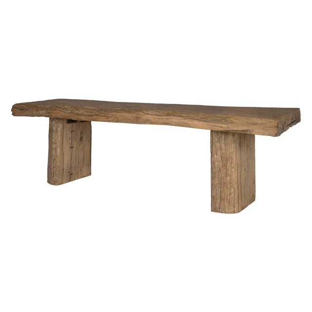 Contemporary Late 20th Century Organic Wood Console Table With Stump Base For Sale - Image 3 of 8