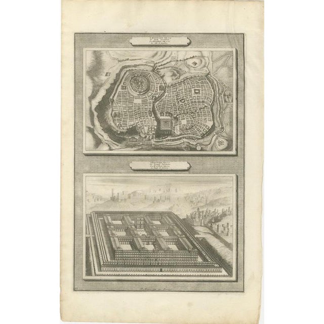 Baroque Pieter Mortier, Plan of Jerusalem and Bird's Eye View of Solomon's Temple, 1700, Engraving For Sale - Image 3 of 12