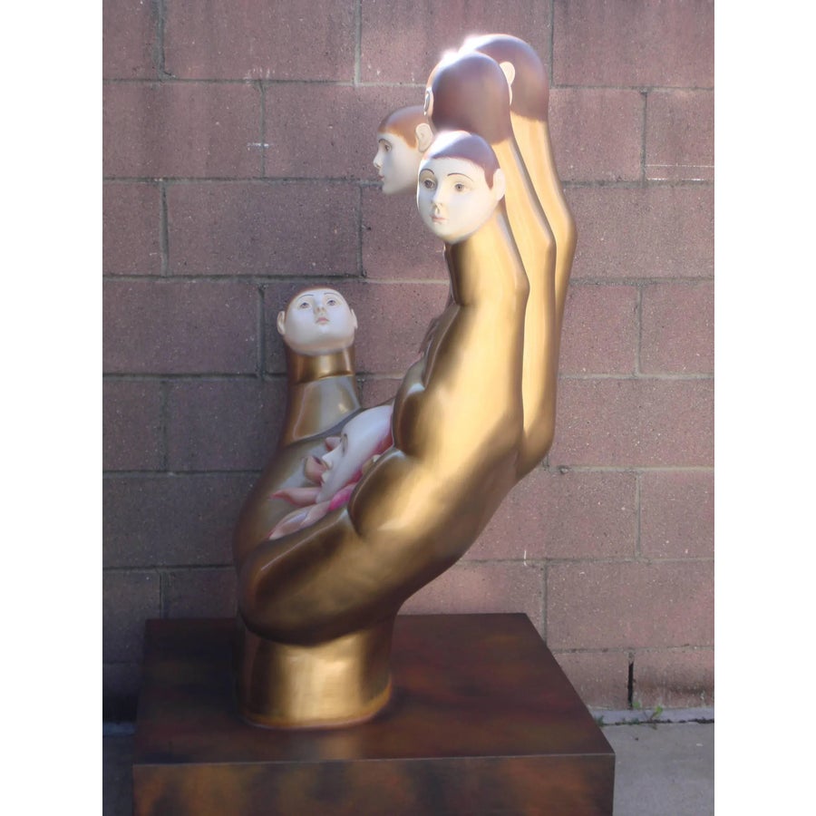 Signed Sergio Bustamante Ceramic Hand With Faces | Chairish