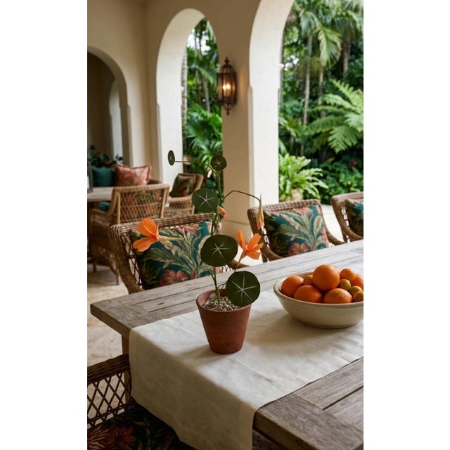 Forest Green Charming Vintage Italian Hand-Crafted Metal and Crepe Paper Nasturtium Topiary in Terracotta Pot For Sale - Image 8 of 12