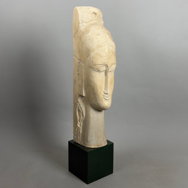 Large Vintage Lithoceramic Louvre Reproduction Head Sculpture after Modigliani, 20th Century For Sale - Image 14 of 14