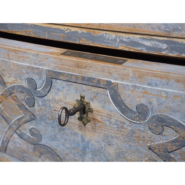 Light Blue Painted and Distressed Sauteuse Commode From Southern Germany For Sale - Image 12 of 18