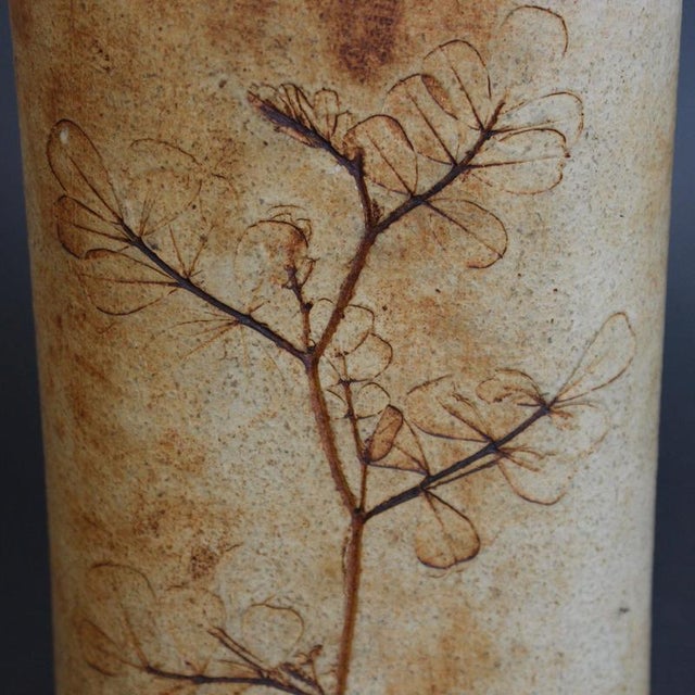 Beige Vintage French Stoneware Vase by Raymonde Leduc, 1960s-1970s For Sale - Image 8 of 12