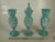 Mid 19th Century Vases Victorian Mantel 3-Pc. Set Bristol Glass Blue Opalescent Hand-Painted Floral Enamel For Sale - Image 10 of 12